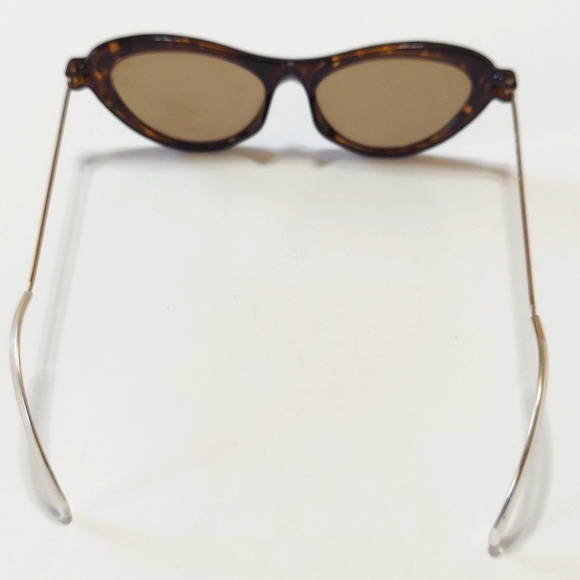 Prada Cat Eye Tortoise Frame Brown Lens Slim Gold Arm Ladies Sunglasses - Picture 7 of 10